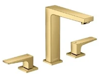 MELANGEUR DE LAVABO 3-TROUS HANSGROHE METROPOL polished gold optic ComfortZone 160 avec vidage Push-Open