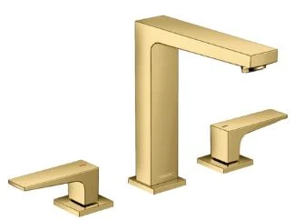 MELANGEUR DE LAVABO 3-TROUS HANSGROHE METROPOL polished gold optic ComfortZone 160 avec vidage Push-Open