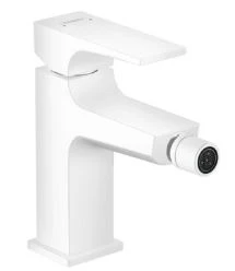 MELANGEUR DE BIDET HANSGROHE METROPOL mat blanc levier unique avec vidage Push-Open
