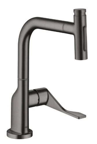 MELANGEUR DE CUISINE AXOR CITTERIO brushed black levier unique avec douchette extractible, 2 jet select