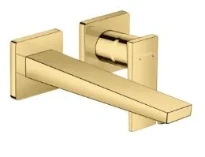 MELANGEUR DE LAVABO 2-TROUS HANSGROHE METROPOL polished gold optic mural encastre bec 22,5 cm
