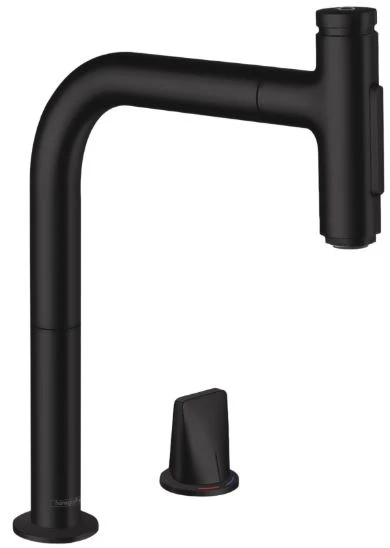 Hansgrohe Metris Select mitigeur cuisine M71 2-trous noir mat avec douchette extractible