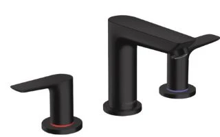 MELANGEUR DE LAVABO 3-TROUS HANSGROHE TALIS E mat noir ComfortZone 150 saillie 112 mm, vidage avec tirette de vidage