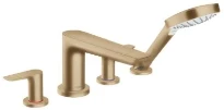 Hansgrohe Talis E mitigeur bain 4-trous montage sur gorge bronze brossé avec douchette, flexible 1,60m