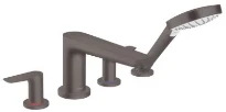 Hansgrohe Talis E mitigeur bain 4-trous montage sur gorge noir brossé avec douchette, flexible 1,60m