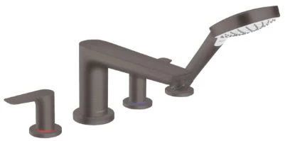 Hansgrohe Talis E mitigeur bain 4-trous montage sur gorge noir brossé avec douchette, flexible 1,60m