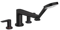 Hansgrohe Talis E mitigeur bain 4-trous montage sur gorge noir mat avec douchette, flexible 1,60m