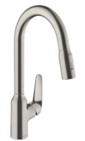 Hansgrohe mitigeur cuisine M429 inox bec-U avec douchette extractible