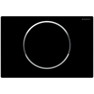 Geberit Sigma 10 plaque de commande noir anneau chromé plastique avec 1 bouton poussoir noir