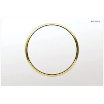 Geberit Sigma 10 plaque de commande blanc anneau doré plastique avec 1 bouton poussoir blanc