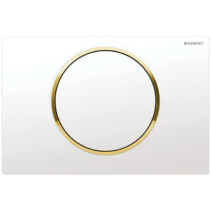 Geberit Sigma 10 plaque de commande blanc anneau doré plastique avec 1 bouton poussoir blanc
