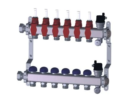 Radson UFH collecteur pour chauffage par le sol 4/4 - 6 x EK3/4 - inox - avec débitmètre