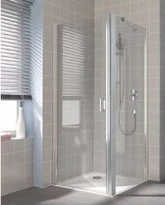 CLOISON LATERALE KERMI CADA VP 100 - 200 ! CM gris argent brillant verre de securite ESG seriegrafie 677mm + BV porte