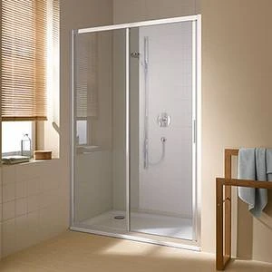 Kermi Cada XS G2L schuifdeur 1200 x 2000 mm - verstelbaarheid 1160-1210 mm - SIHG ESG helder Clean 2-delig met vast segment links - profiel : zilver hoogglans