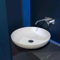 Antonio Lupi Verso lavabo à poser rond 500 mm - blanc mat - Flumood - sans trou de robinet - sans trop-plein - avec vidange et bouchon