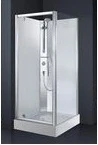 Novellini Carat cabine de douche 900 x 900 x 2060 mm - chromé mat - verre de sécurité avec thermostat,paroi arrière en verre et set de raccordement