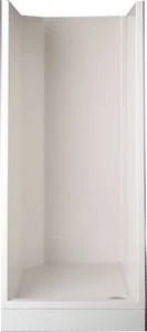 Aquaware Duolith cabine de douche 900 89 - 90 O 225  CM polyester blanc avec finition d’évacuation -sans porte- avec 3 panneaux