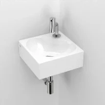 Clou Flush 5 lave-mains d'angle 270 x 270 x 100 mm - blanc - céramique - avec trou de robinet - sans trop-plein - avec bouchon