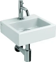 Clou InBe ensemble lave-mains 1 lave-mains céramique 280 x 265 x 90 mm - blanc - avec trou de robinet - avec robinet eau froide chromé - avec bouchon libre - avec siphon chromé
