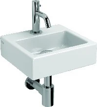 Clou InBe ensemble lave-mains 1 lave-mains céramique 280 x 265 x 90 mm - blanc - avec trou de robinet - avec robinet eau froide chromé - avec bouchon libre - avec siphon chromé