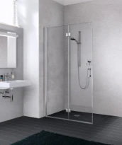 CLOISON DOUCHE KERMI LIGA 100 - 200 ! cm gris argent mat verre de securite ESG transparent droite