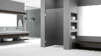 PORTE DE DOUCHE PIVOTANTE NOVELLINI D-SIGN 100 - 200 ! verre de securite ****SUR MESURE**** Transparent-  sans joints d'étachéité