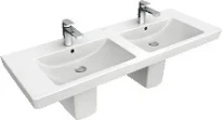 Villeroy & Boch Subway 2.0 double lavabo 1300 x 470 mm - blanc - 2 trous de robinet - avec trop-plein