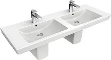 Villeroy & Boch Subway 2.0 double lavabo 1300 x 470 mm - blanc - 2 trous de robinet - avec trop-plein