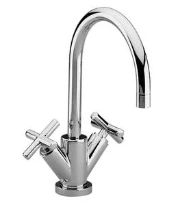 MELANGEUR DE LAVABO DUO-COMMANDE DORNBRACHT TARA. chromé avec vidage,bec orientable,saillie 100 mm