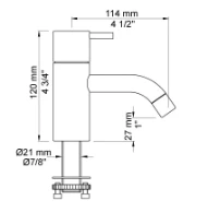 Vola RB1 robinet eau froide - bec 114 mm - chrome - avec intérieur en céramique - levier de commande longueur 100 mm