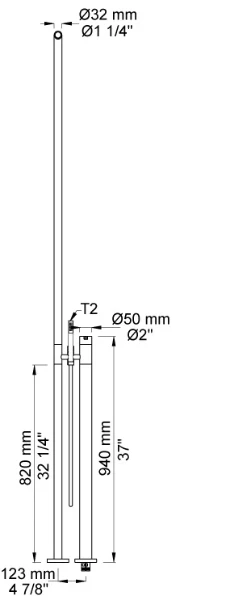 TUB DE DOUCHE DE TERRAS VOLA inox pose-libre robinet à thermostat et douche à main
