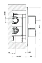 Gessi Via Manzoni Parties apparentes pour mitigeur thermostatique douche mural 2 sorties. Finox nickel brossé