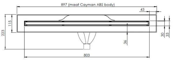 Carrodrain Cayman rigole de douche avec grille 800 mm - Bronze - hauteur d'encastrement 60 mm - débit 31 l/min