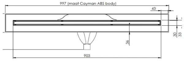Carrodrain Cayman rigole de douche avec grille 900 mm - Bronze - hauteur d'encastrement 60 mm - débit 31 l/min