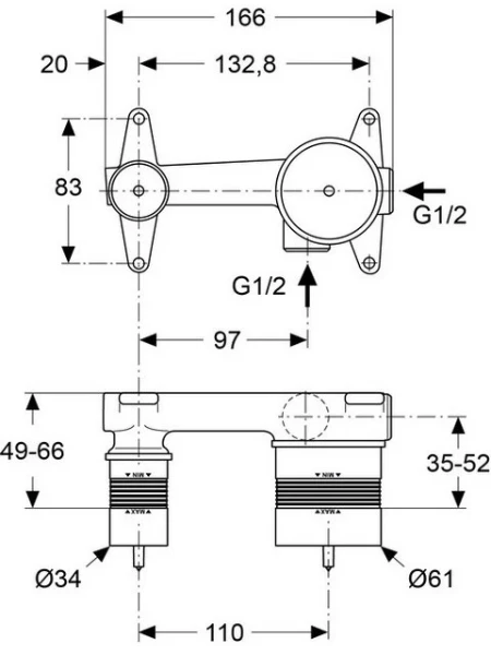 MELANGEUR DE LAVABO A ENCASTRER IDEAL STANDARD chromé pour mitigeur mural Strada