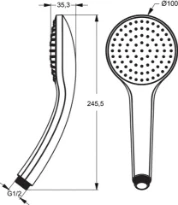 Ideal Standard IdealRain douchette 100MM chromé 1 fonction, 8L/min