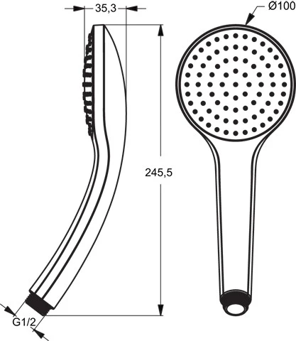 Ideal Standard IdealRain douchette 100MM chromé 1 fonction, 8L/min