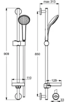 Ideal Standard IdealRain set de douche chromé barre de douche 900mm - douchette 100mm