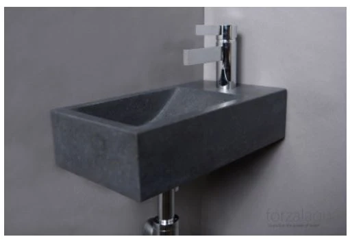 Procasa Thiny handenwasser 400 x 220 mm - graniet gezoet - met kraangat rechts - zonder overloop