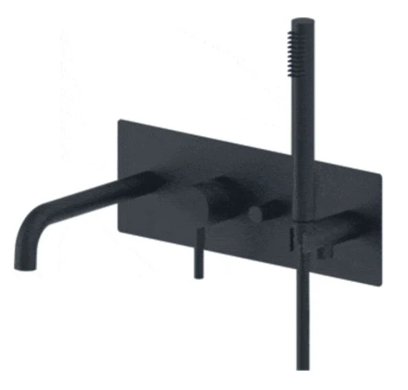 MELANGEUR BAIN/DOUCHE PAFFONI LIGHT noir mat complet,à encastrer avec inverseur,bec+setdedouche