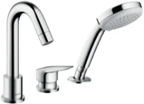 Hansgrohe Logis mitigeur bain 3-trous avec douchette chromé à monter sur gorge, sailli 111mm, débit 22L/min