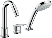 Hansgrohe Logis mitigeur bain 3-trous avec douchette chromé à monter sur gorge, sailli 111mm, débit 22L/min