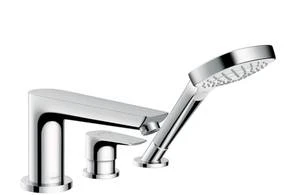 Hansgrohe Talis E mitigeur bain 3-trous montage sur gorge chromé avec douchette, flexible 1,60m