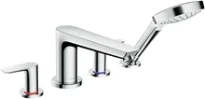 Hansgrohe Talis E mitigeur bain 4-trous montage sur gorge chromé avec douchette, flexible 1,60m