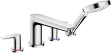 Hansgrohe Talis E mitigeur bain 4-trous montage sur gorge chromé avec douchette, flexible 1,60m