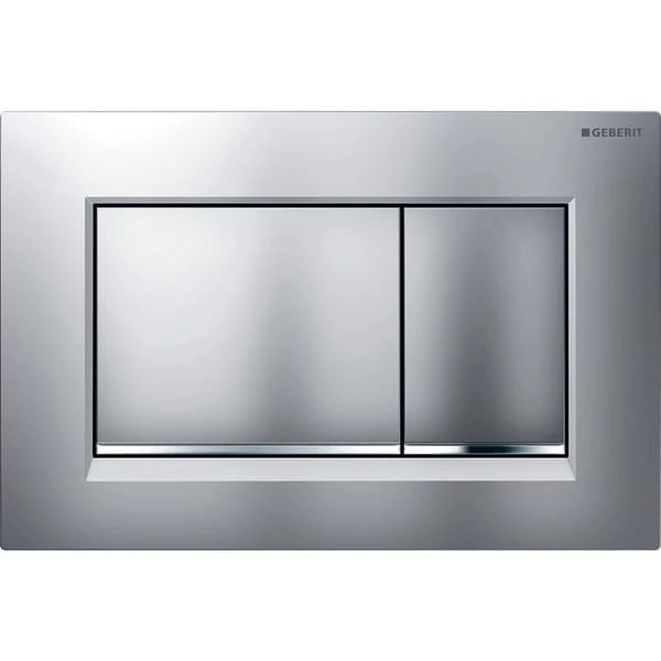 Geberit Sigma 20 (ex Sigma 30) plaque de commande - chromé mat - avec 2 touches- synthétique Easy-to-Clean bande design chromé brillant