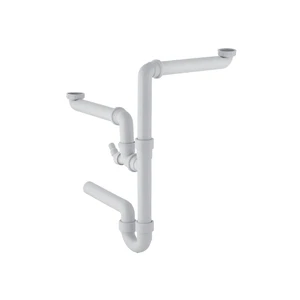 Geberit PP siphon tubulaire double gain de place 6/4 x 40 mm - blanc - avec raccordement machine à laver