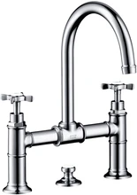 TWEEGREEPS- WASTAFELMENGKRAAN AXOR MONTREUX brugmodel chroom met lediging 5/4