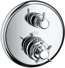Axor Montreux afwerkset thermostaat 170 mm met stopkraan/omsteller voor 2 systemen met kruisgreep - round - chroom