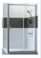 PORTE DE DOUCHE COULISSANTE HUPPE CLASSICS 2 120 - 200 ! gris argent mat verre de securite transparent .